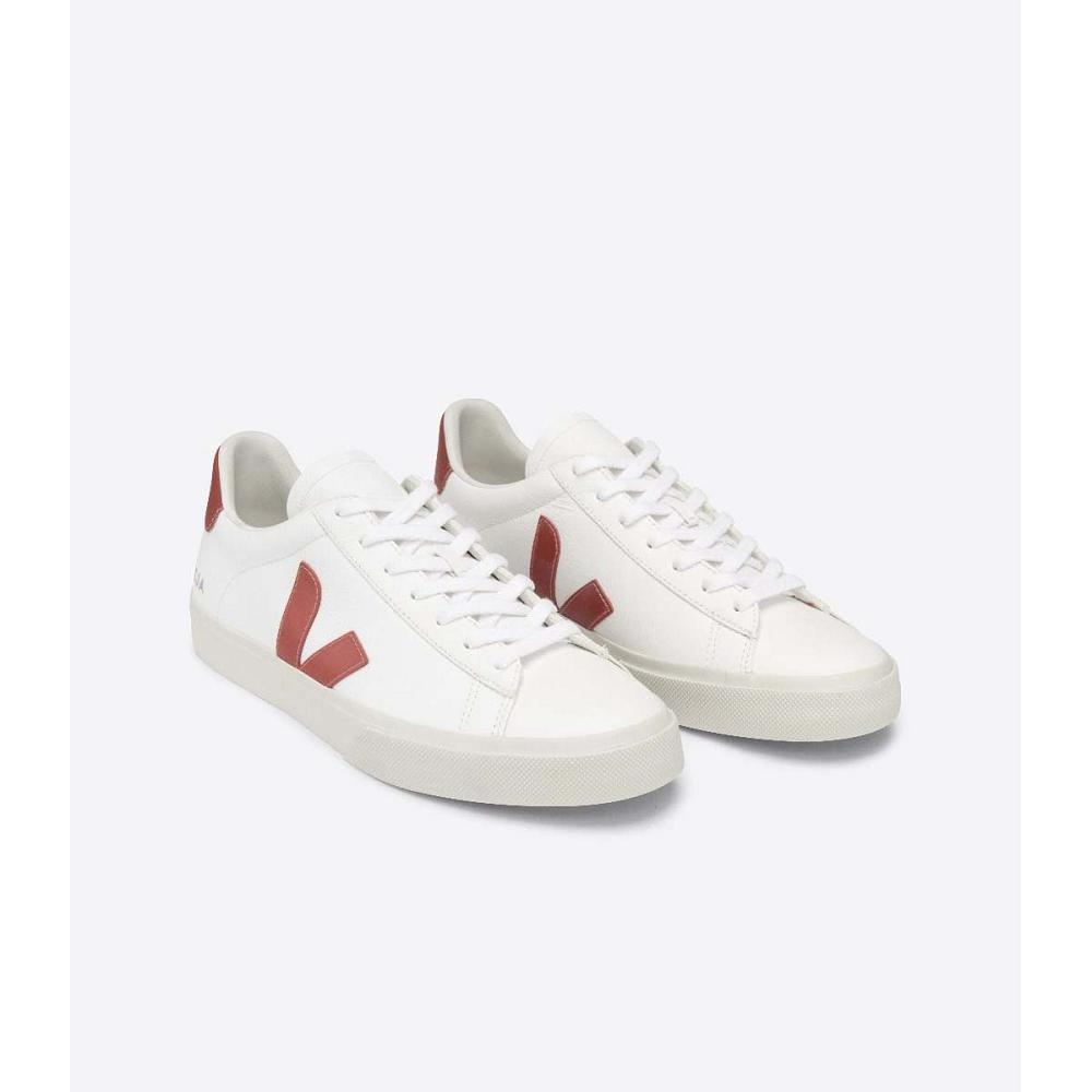 White/Red Men's Veja CAMPO CHROMEFREE Low Tops Sneakers | AU 299MQZ